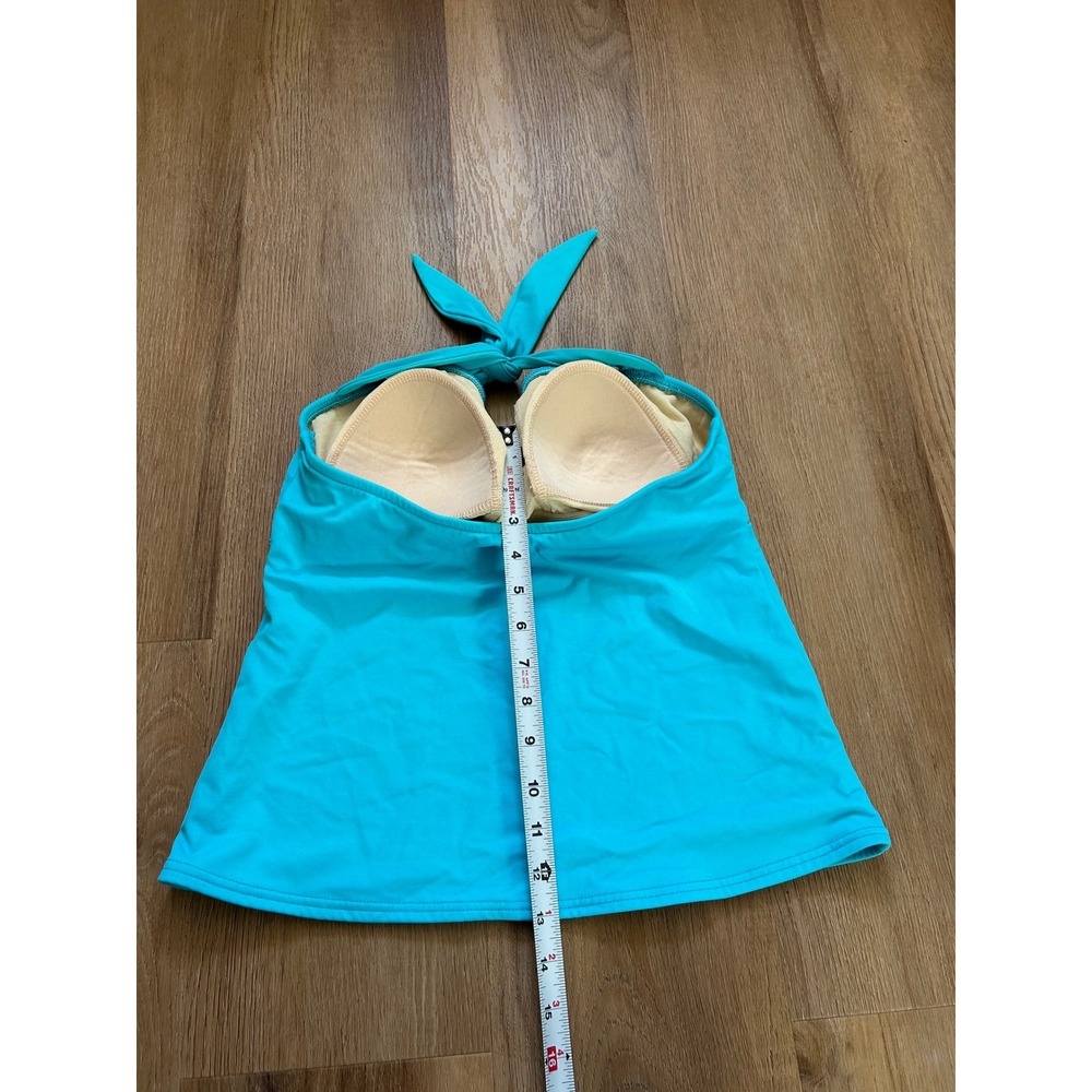 Miraclesuit Turquoise Blue Halter Tankini Top Ruched Padded Swim Top Small - Picture 4 of 7